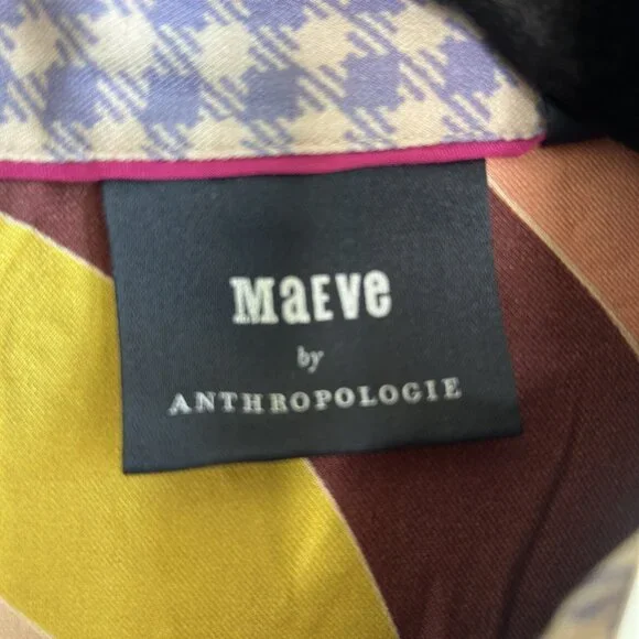 Maeve Anthropologie La Paz Contrast Patchwork Button Front Shirt Size Large NWT - Picture 7 of 11